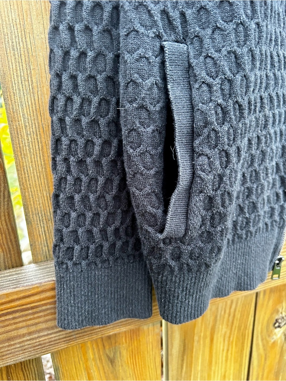 Lands' End Sweater Chase Bank Dark Navy Full Zip-Up Sz. M/T - Picture 3 of 9